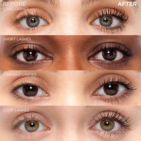 L'Oreal Paris before and after lashes showing noticeably fuller effect