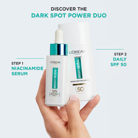 L'Oreal Paris before and after comparison demonstrating reduced spot visibility
