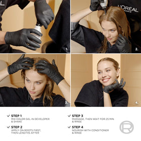 L'Oreal Paris before and after photo illustrating enhanced shine