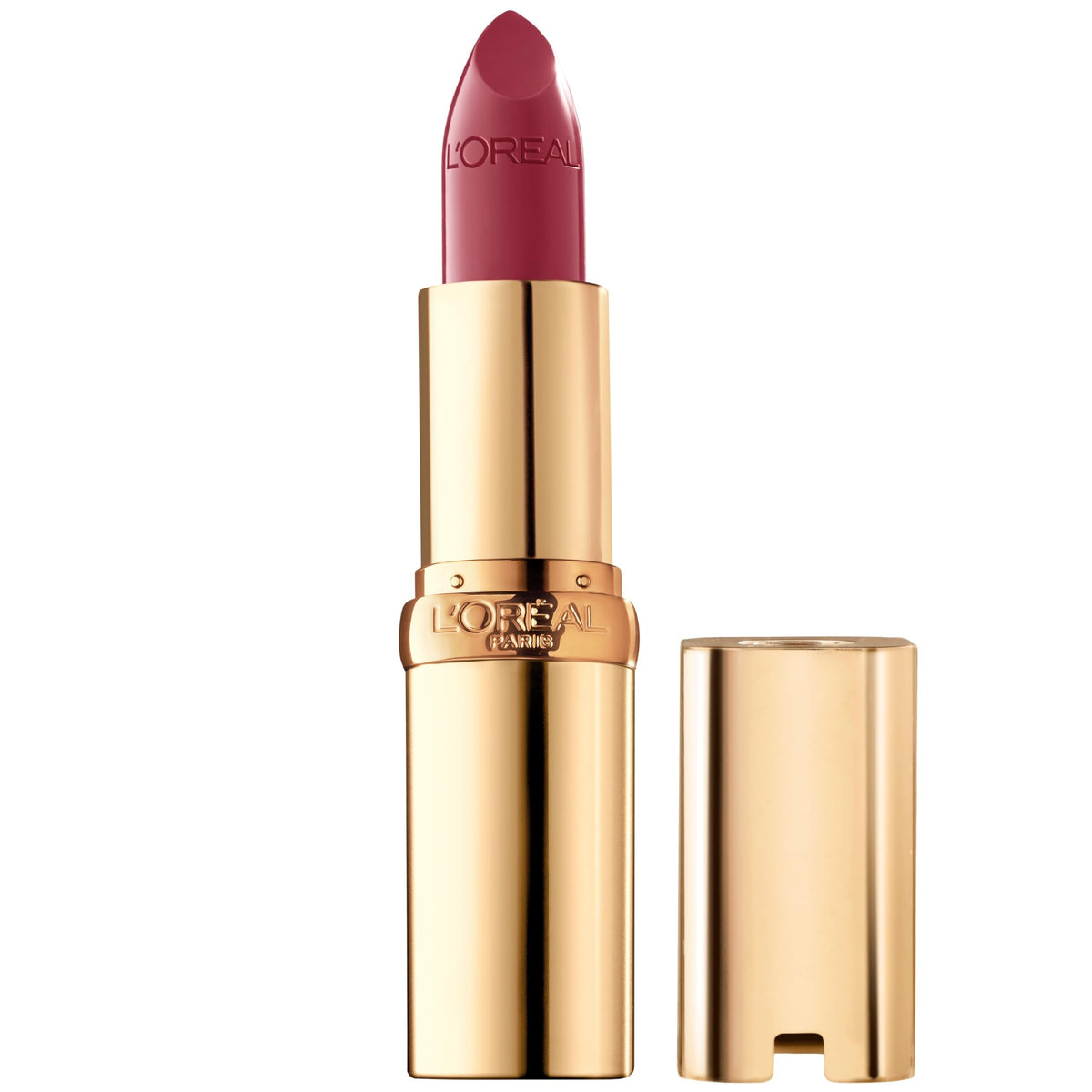 L'Oreal Paris lipstick front view showing berry shade and sleek case, enhancing style