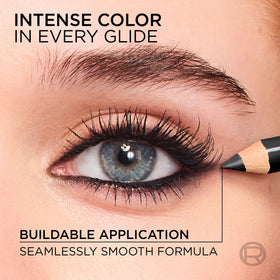 L'Oreal Paris pencil tip close-up showing creamy core for smooth, no-pull application benefit