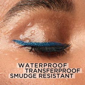 L'Oreal Paris swatch stroke on skin showing saturated blue pigment payoff