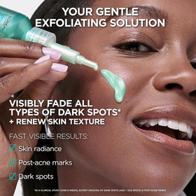 L'Oreal Paris applying peel to cheek, showing at-home use benefit