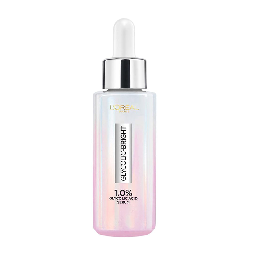 L'Oreal Paris brightening serum front packaging shows compact bottle and benefits