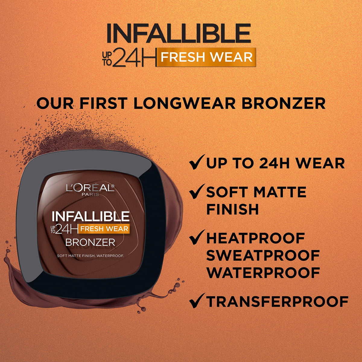 L'Oreal Paris bronzer pan close-up highlighting soft matte texture and blendability