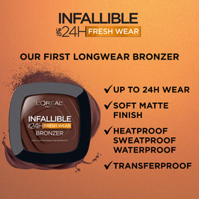 L'Oreal Paris bronzer pan close-up highlighting soft matte texture and blendability