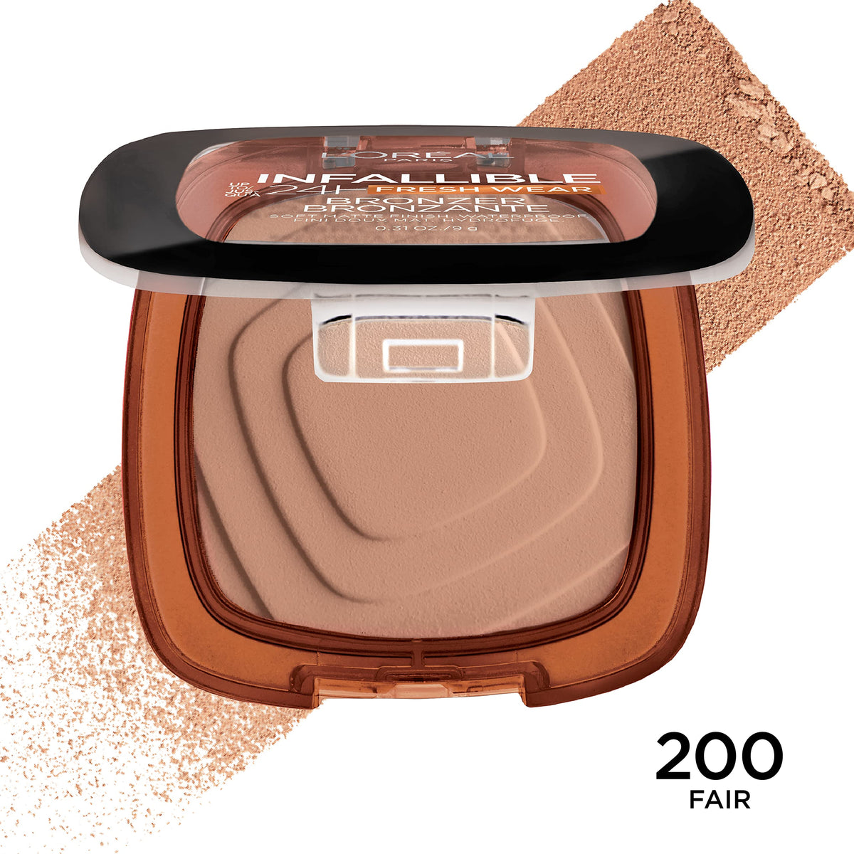 L'Oreal Paris bronzer swatch on fair skin demonstrating buildable natural warmth