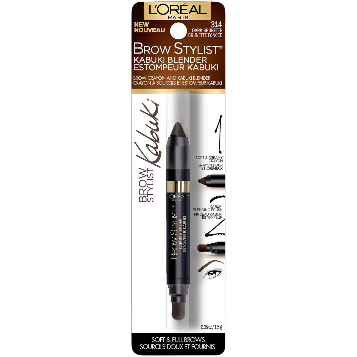 L'Oreal Paris close-up of kabuki brush bristles blending pigment for softer brows