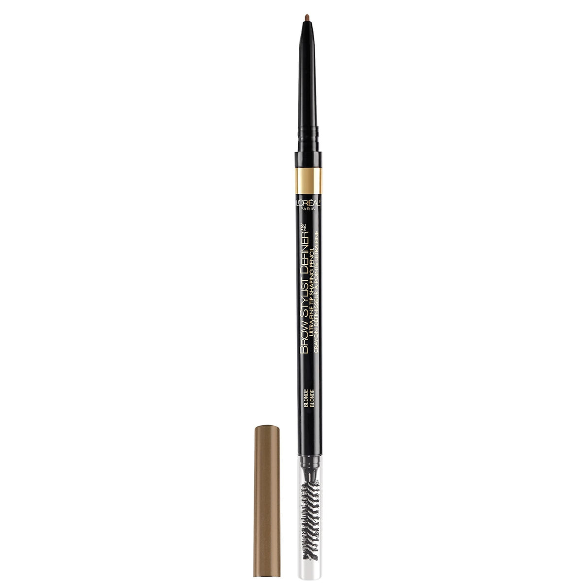 L'Oreal Paris front packaging showing pencil and spoolie for easy storage and identification