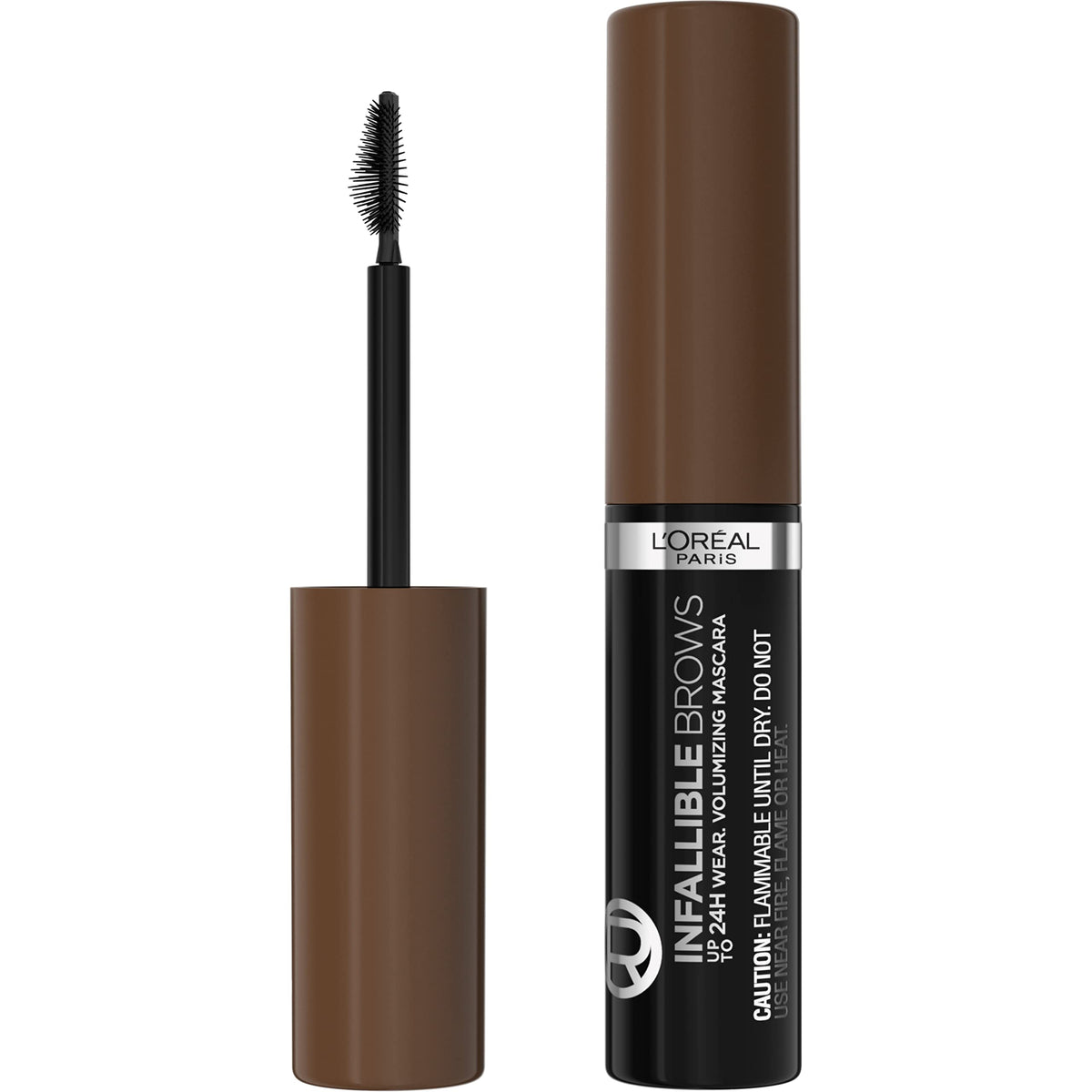 L'Oreal Paris front packaging showing shade 5.0 Brunette and compact tube benefit: easy storage