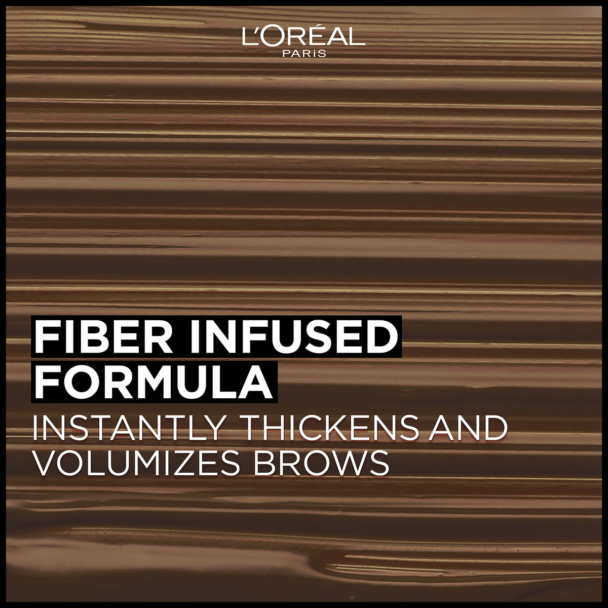 L'Oreal Paris applied to model brows showing lifted, denser brows for effortless definition benefit