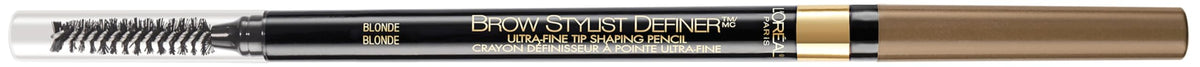 L'Oreal Paris front packaging of brow stylist definer showing twin pencils and benefits