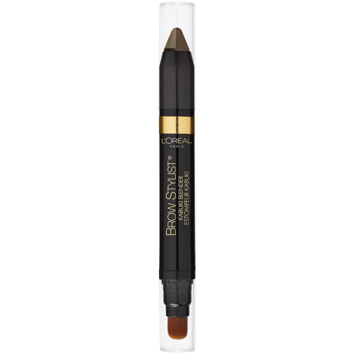 L'Oreal Paris brow crayon front packaging showing shade and benefit of natural shaping
