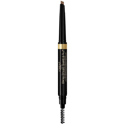 L'Oreal Paris front packaging showing Brunette pencil and compact size benefit