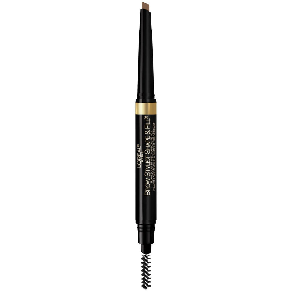 L'Oreal Paris front packaging showing Brunette pencil and compact size benefit