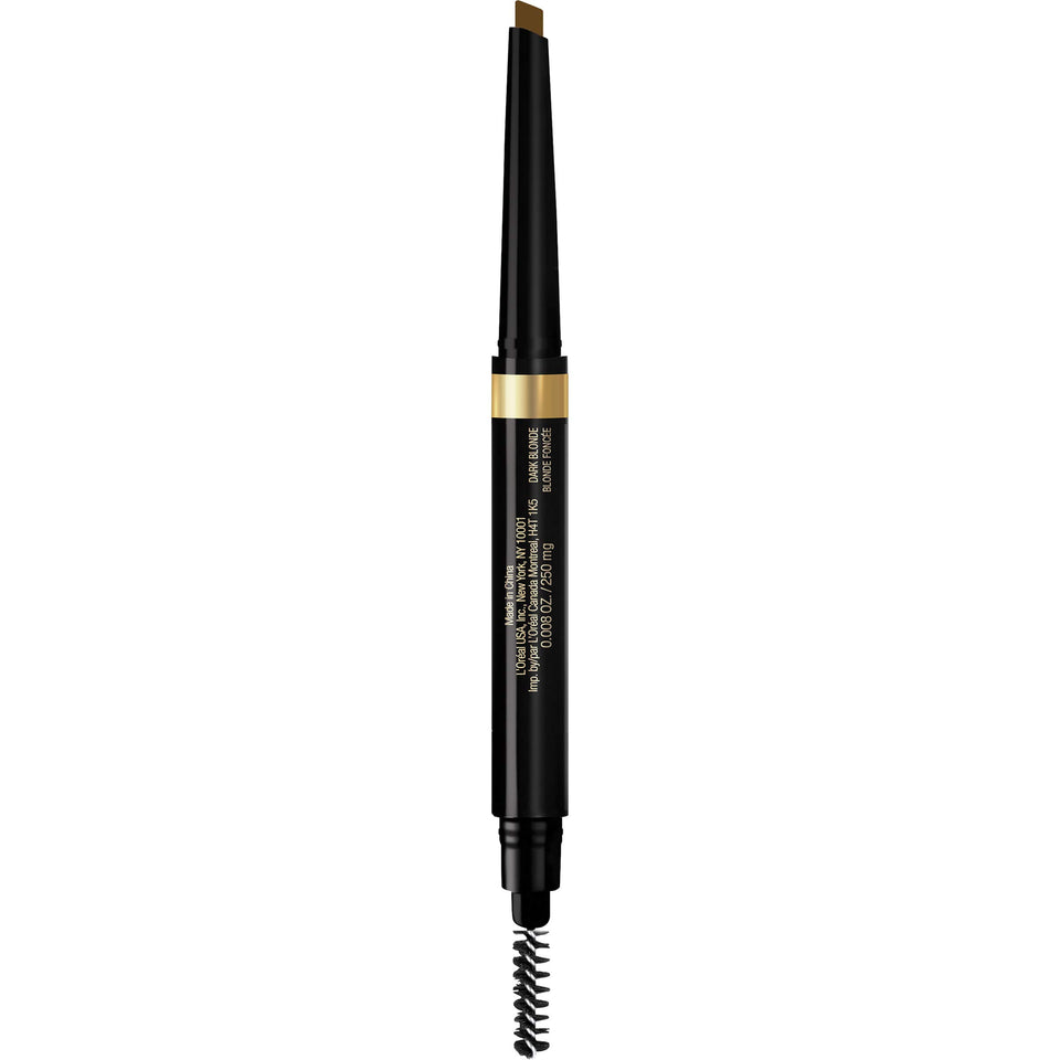 L'Oréal Paris front packaging showing pencil and spoolie for quick application benefit