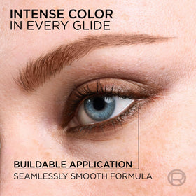 L'Oreal Paris close-up of pencil tip showing creamy glide and precise line