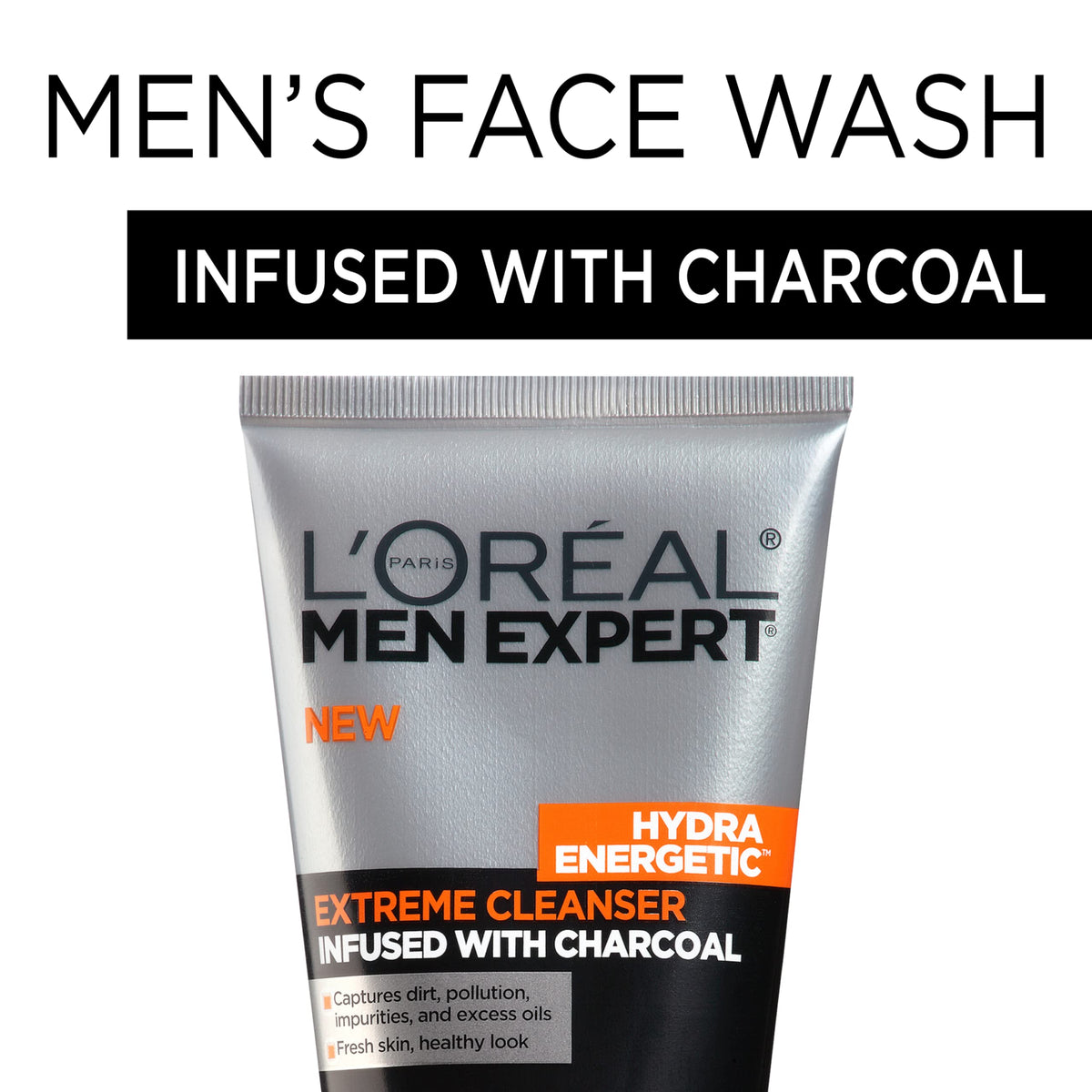 L'Oreal Paris charcoal cleanser texture close-up highlighting deep-cleansing action