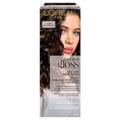 L'Oreal Paris clear gloss front packaging showing tube and branding for easy identification and convenience