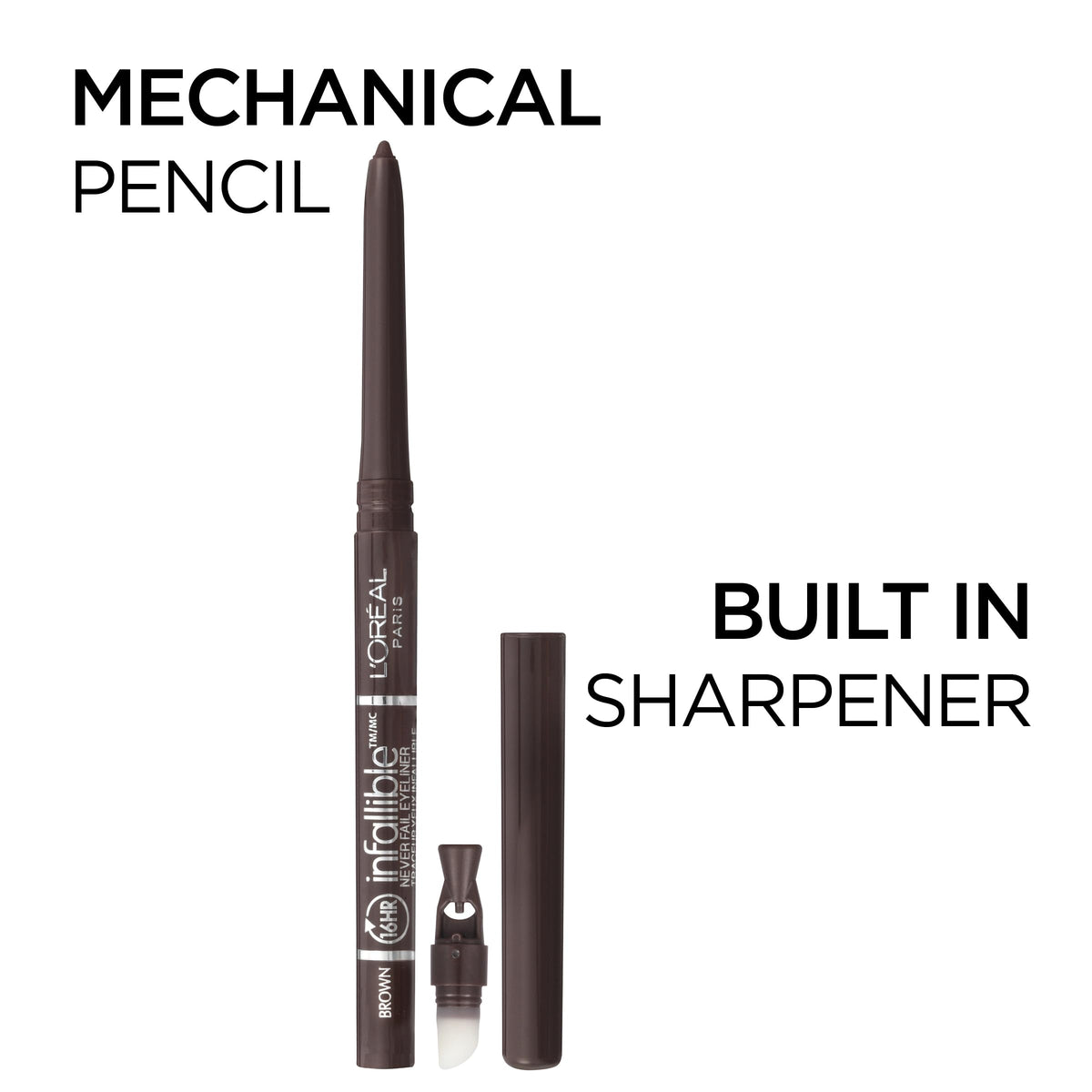 L'Oreal Paris pencil tip closeup showing creamy texture for smooth application