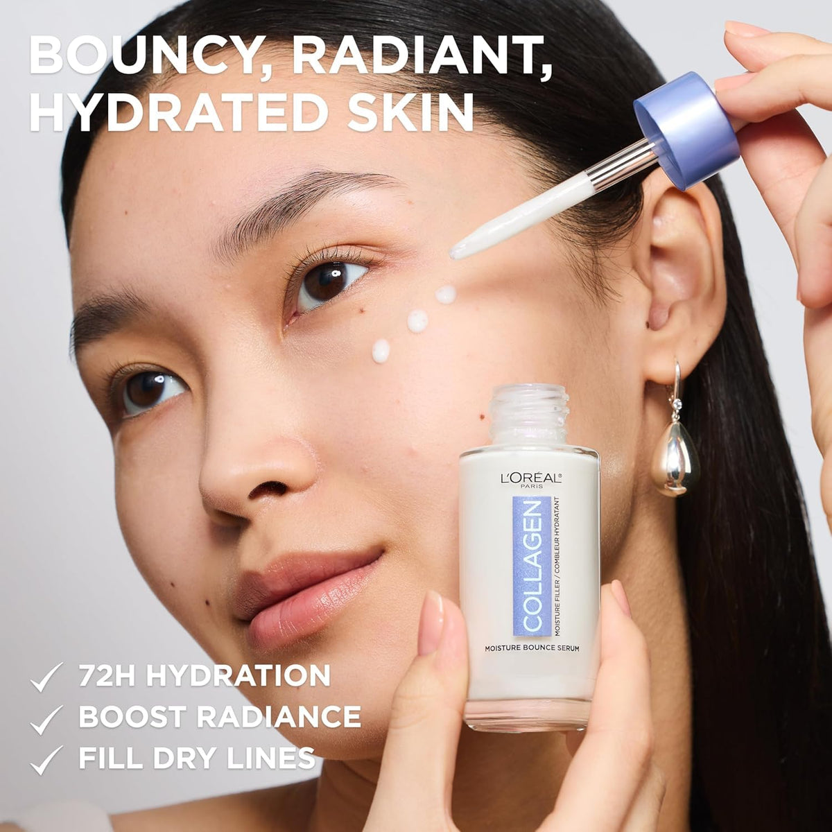 L'Oreal Paris ingredient list panel showing collagen glycerin and squalane