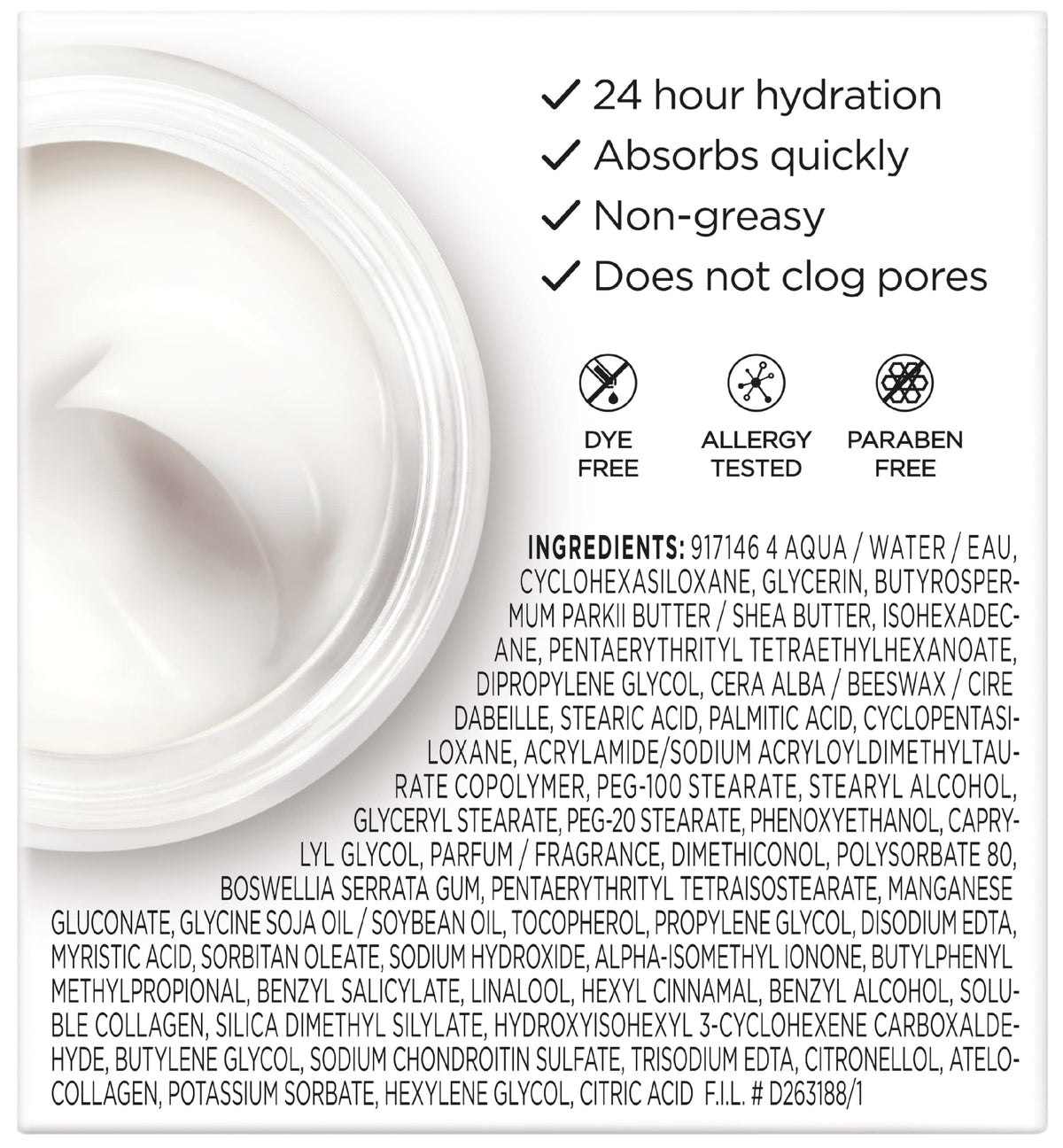 L'Oreal Paris product label close-up showing directions and ingredient transparency