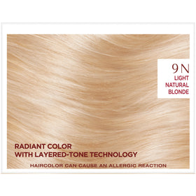 L'Oreal Paris color result on model illustrating blended gray coverage and natural dimension