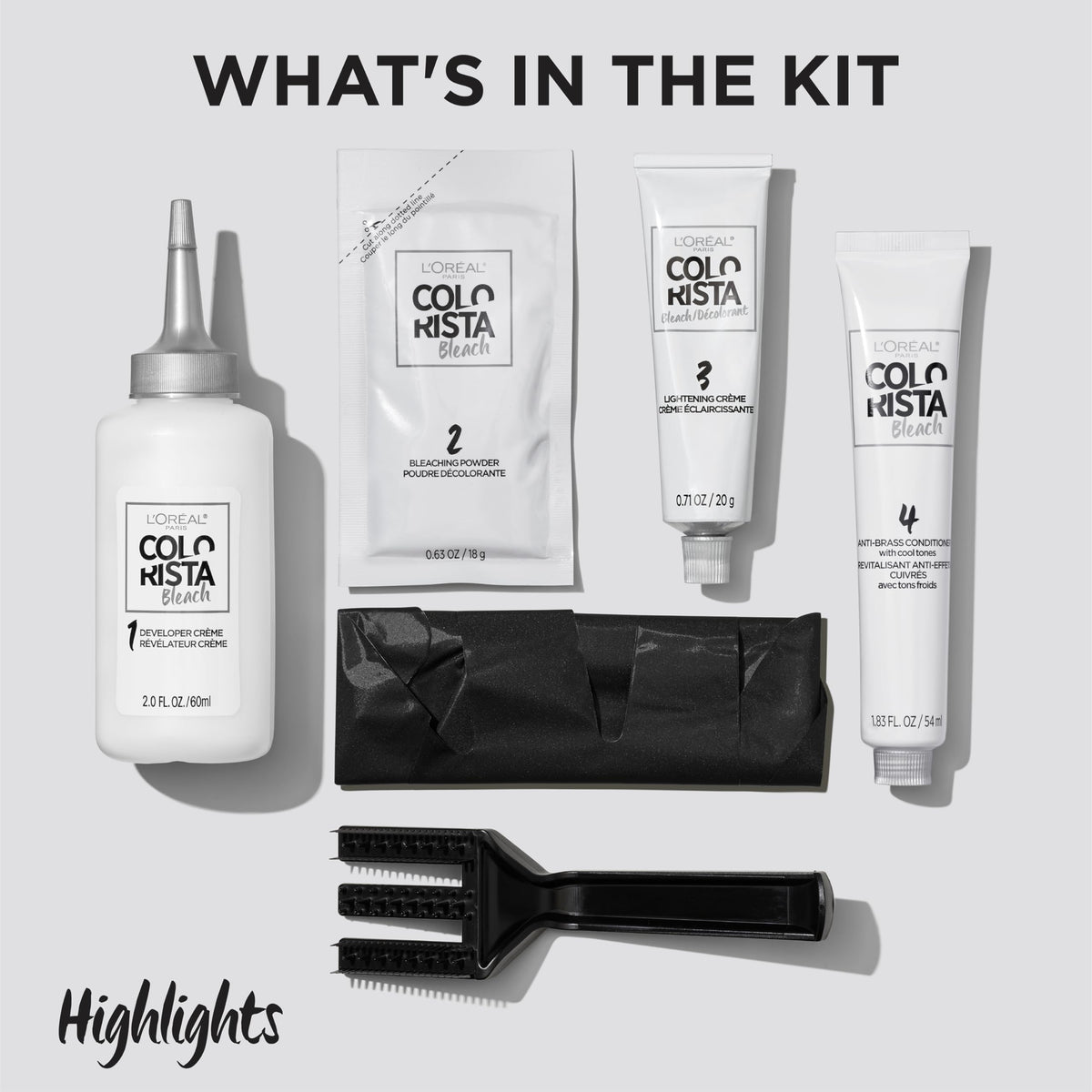 L'Oreal Paris Colorista kit contents laid out for easy home use