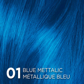 L'Oreal Paris Colorista swatches showing metallic blue tones for comparison