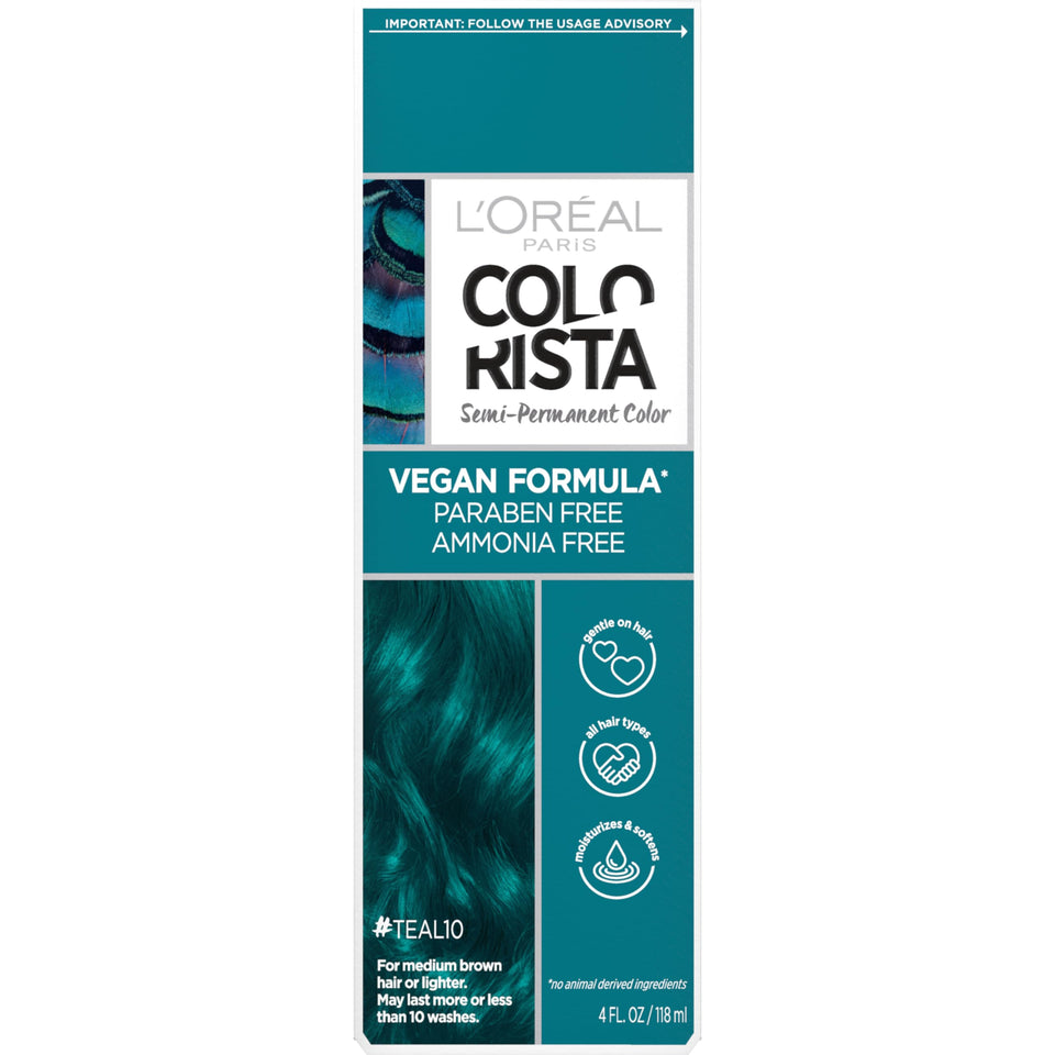 L'Oreal Paris Colorista teal front packaging showing product and shade