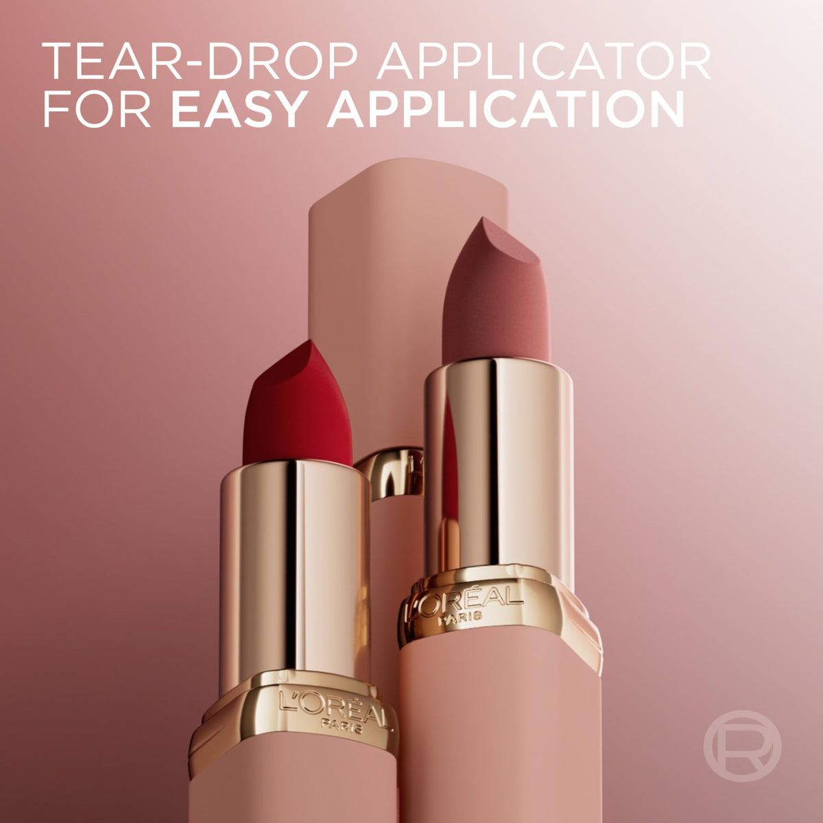 Close-up of L'Oreal Paris formula texture illustrating soft, creamy matte finish