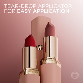 Close-up of L'Oreal Paris formula texture illustrating soft, creamy matte finish