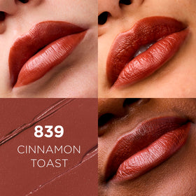 L'Oreal Paris Colour Riche Cinnamon Toast lipstick bullet close-up highlighting creamy satin texture and nourishment