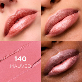 L'Oreal Paris open lipstick bullet revealing creamy mauved tip and hydration-rich texture for smooth application