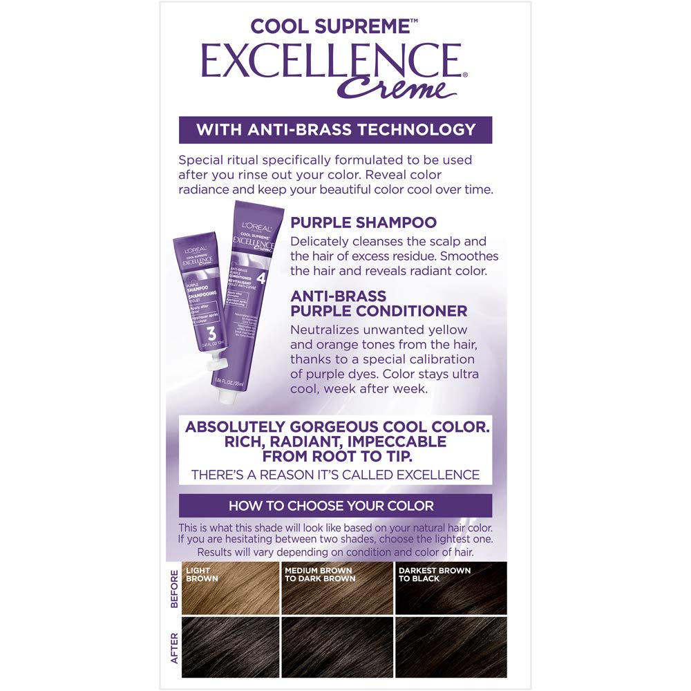L'Oreal Paris finished hair result in a lifestyle setting with cool, neutral brown shine