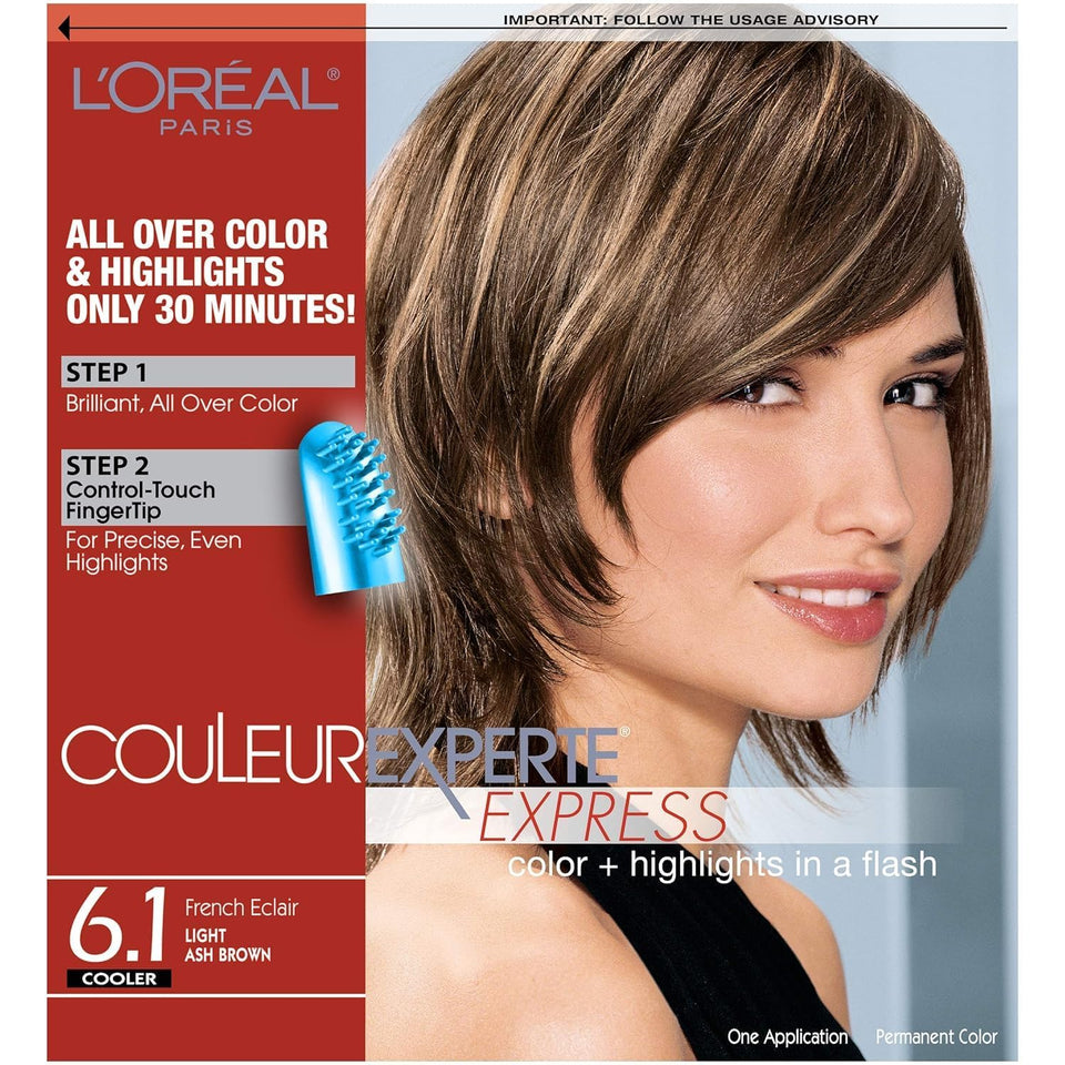 L'Oreal Paris box front showing French Éclair kit and convenient two-step system