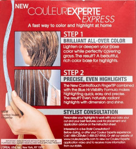 L'Oreal Paris before-and-after model showing warm toasted coconut highlights benefit