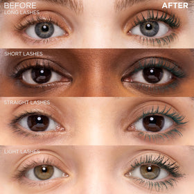 L'Oreal Paris deep green mascara swatch on skin showing rich buildable pigment and finish