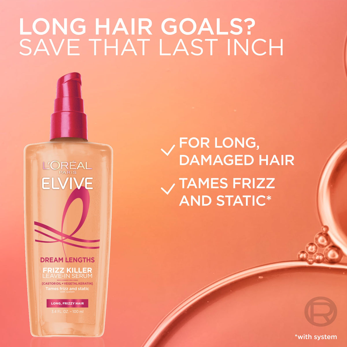 L'Oreal Paris label close-up highlighting Dream Lengths ingredients and use