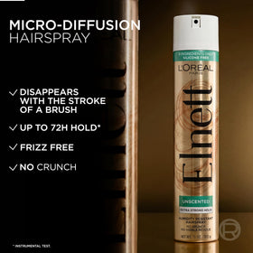 L'Oreal Paris Elnett fine mist in air demonstrating even coverage