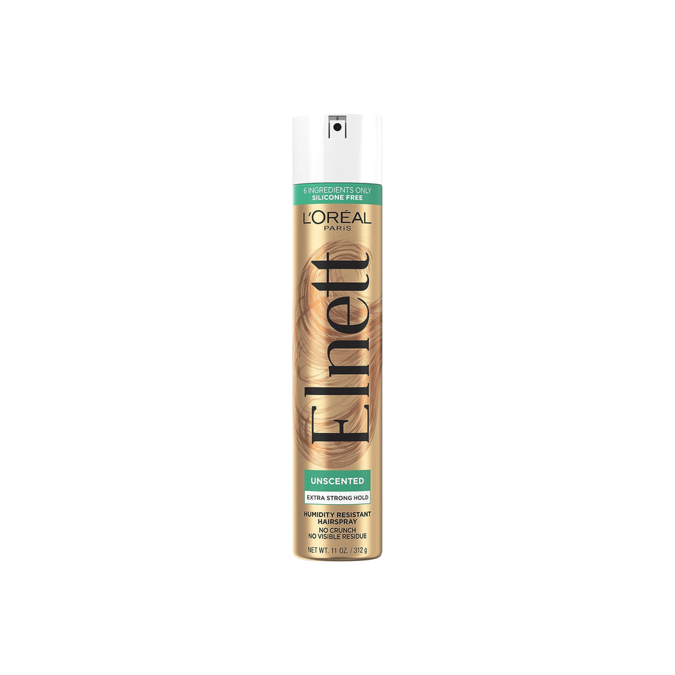 L'Oreal Paris Elnett front can showing product branding and size benefits