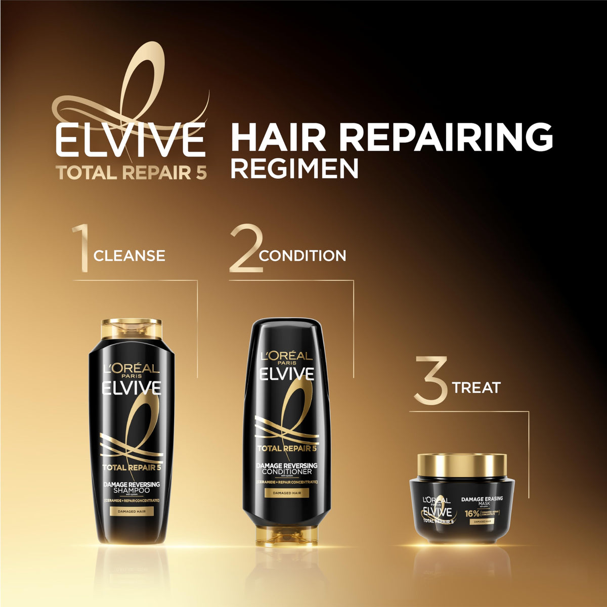 L'Oreal Paris Elvive balm on bathroom shelf in lifestyle scene for daily use