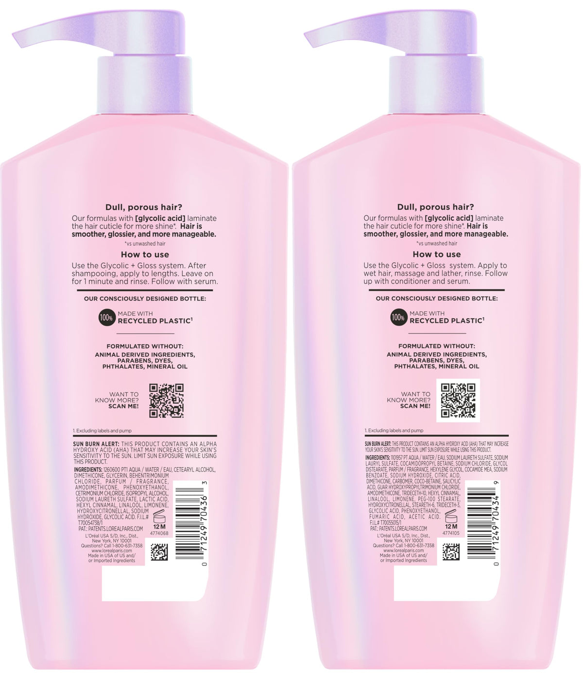 Before and after hair comparison with L'Oreal Paris Elvive gloss improvement