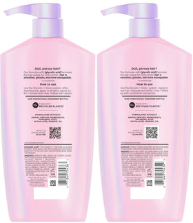 Before and after hair comparison with L'Oreal Paris Elvive gloss improvement