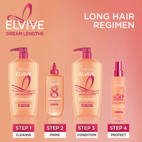 L'Oreal Paris results on hair ends showing smoother, less frizzy lengths