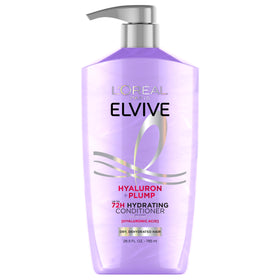 L'Oreal Paris front bottle showing hyaluron plump conditioner, visible benefit: long-lasting moisture