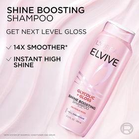 L'Oreal Paris Elvive serum drop applied to hair for instant gloss