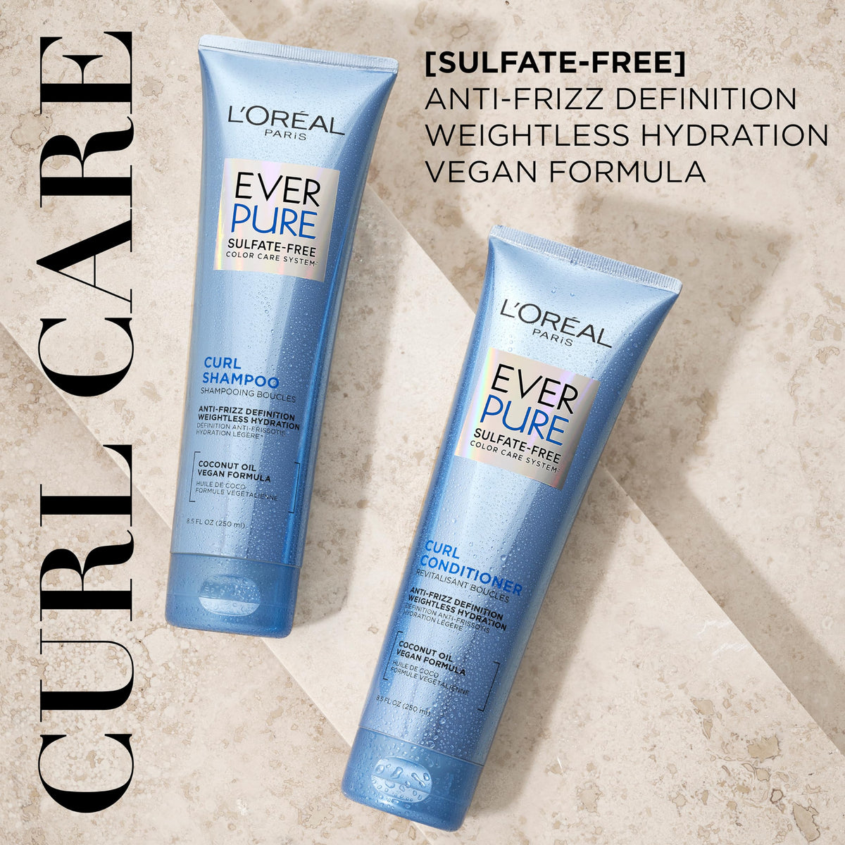 L'Oreal Paris EverPure back label highlighting ingredients and benefits