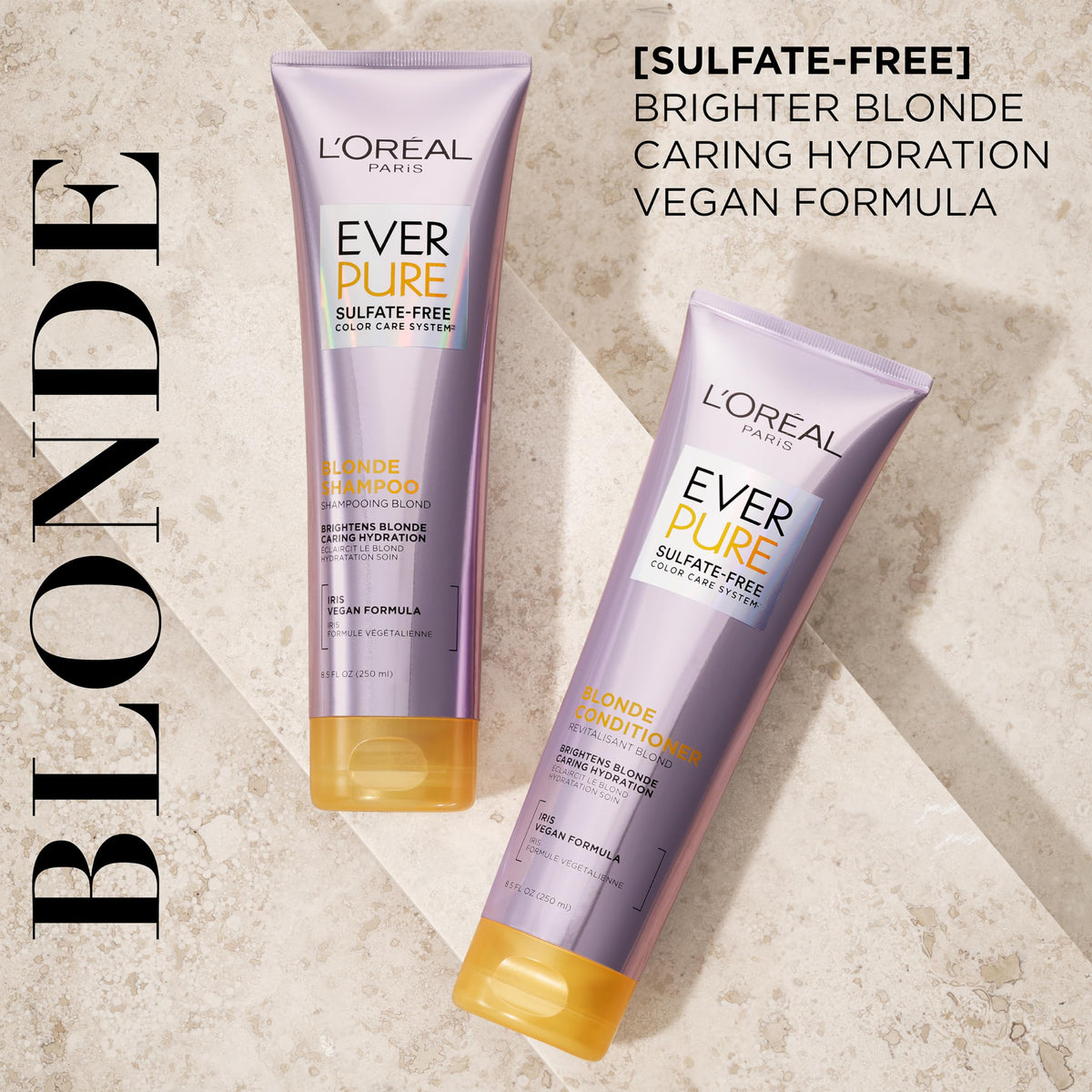L'Oreal Paris back label with ingredients list highlighting sulfate-free benefit
