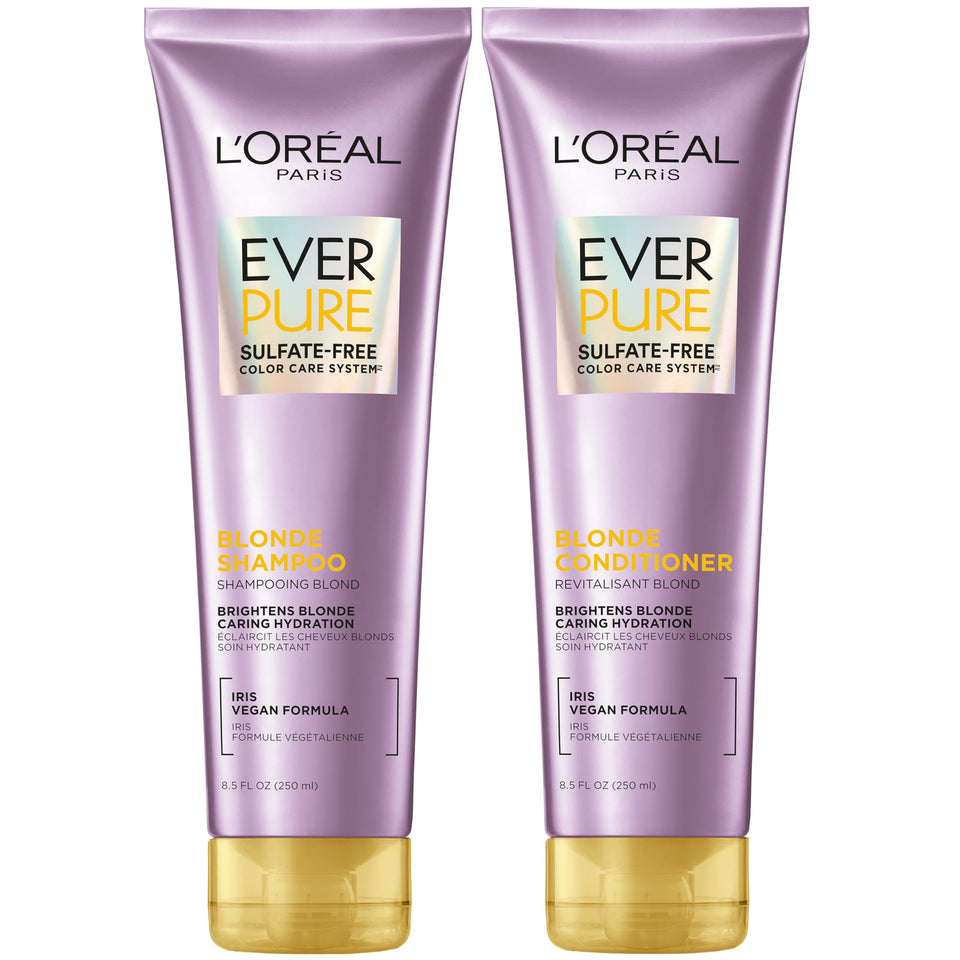 L'Oreal Paris bottle front packaging showing blonde set benefits